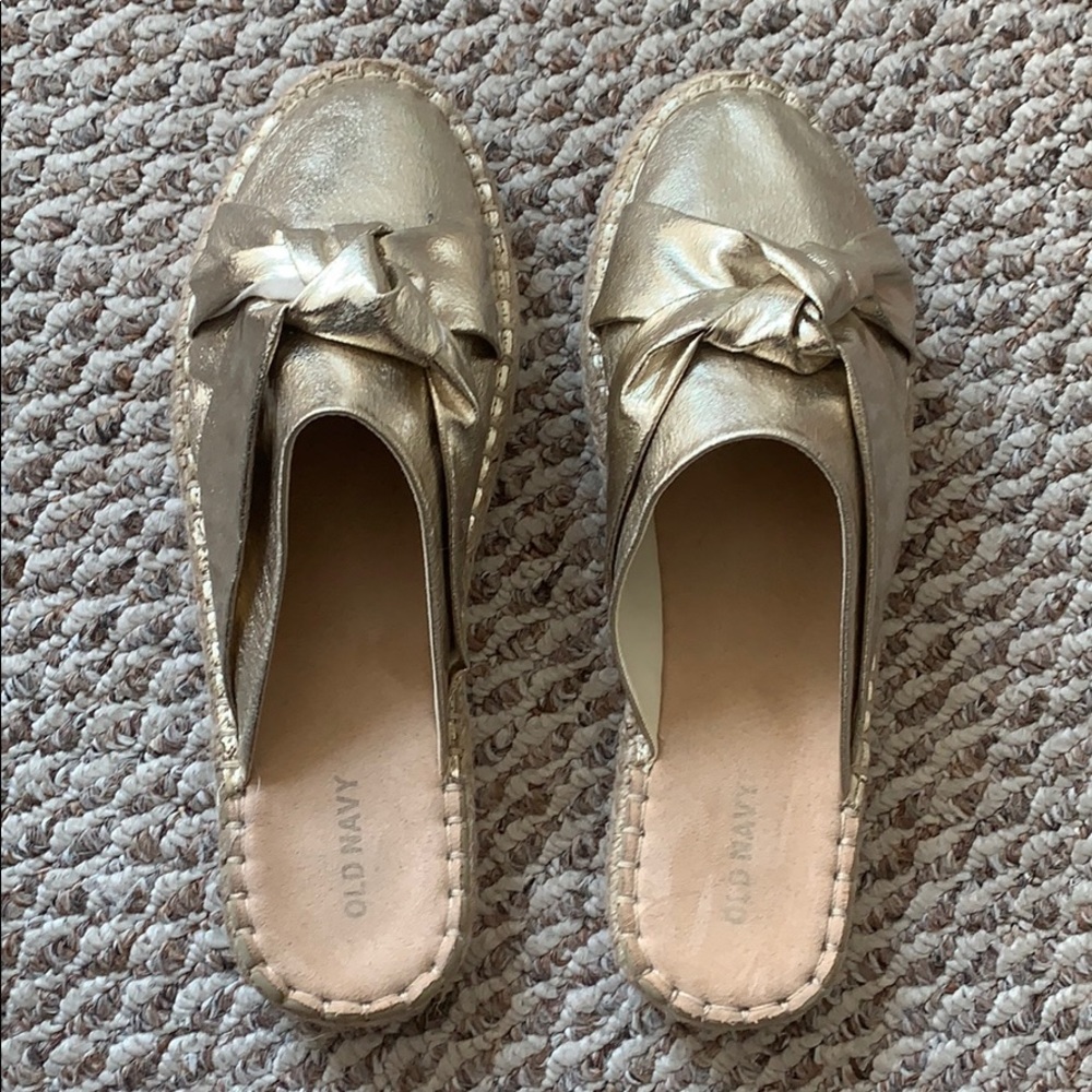 Old Navy Knotted Metallic Open Back Espadrilles